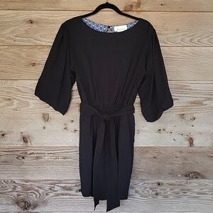 By Anthropologie Size Small Black Francesca Romper Puff Sleeves Ties at Waist